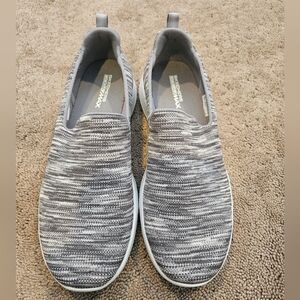 Skechers Womens Gowalk Knit Gray Slip-Ons
